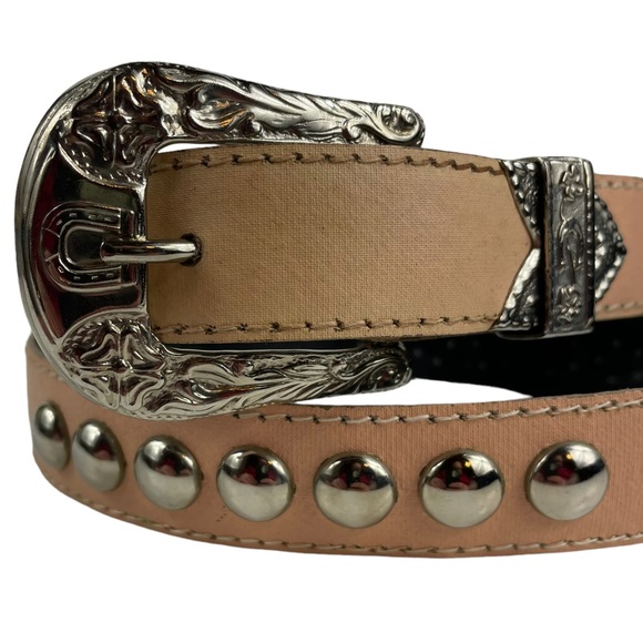 Vintage Western Studded USA Made Small-Medium Vegan Leather Rodeo Style Belt S-M - Picture 1 of 16